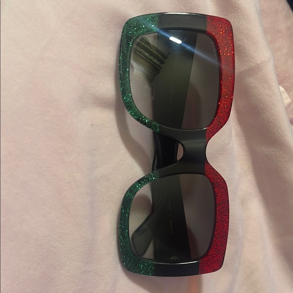 Gucci Red and Green Oversized Sunglasses